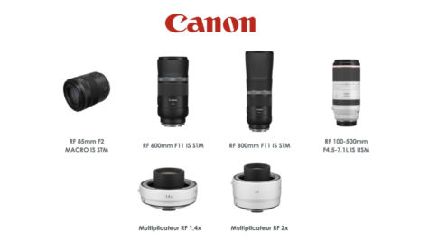 Canon dévoile 4 nouveaux objectifs RF et 2 multiplicateurs de focale. © DR
